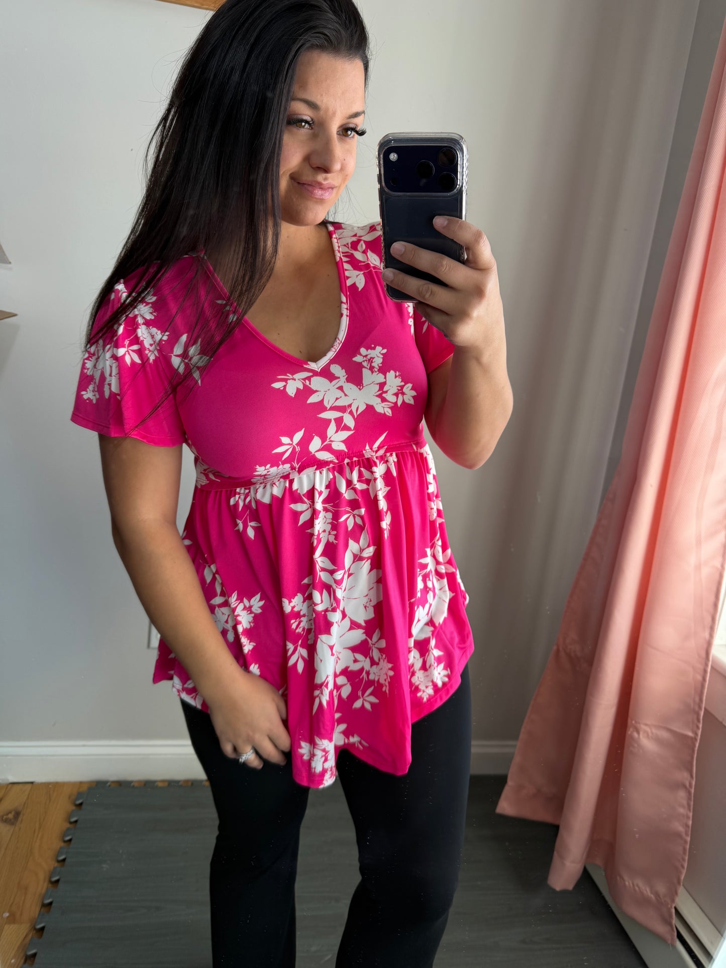Hot pink floral babydoll