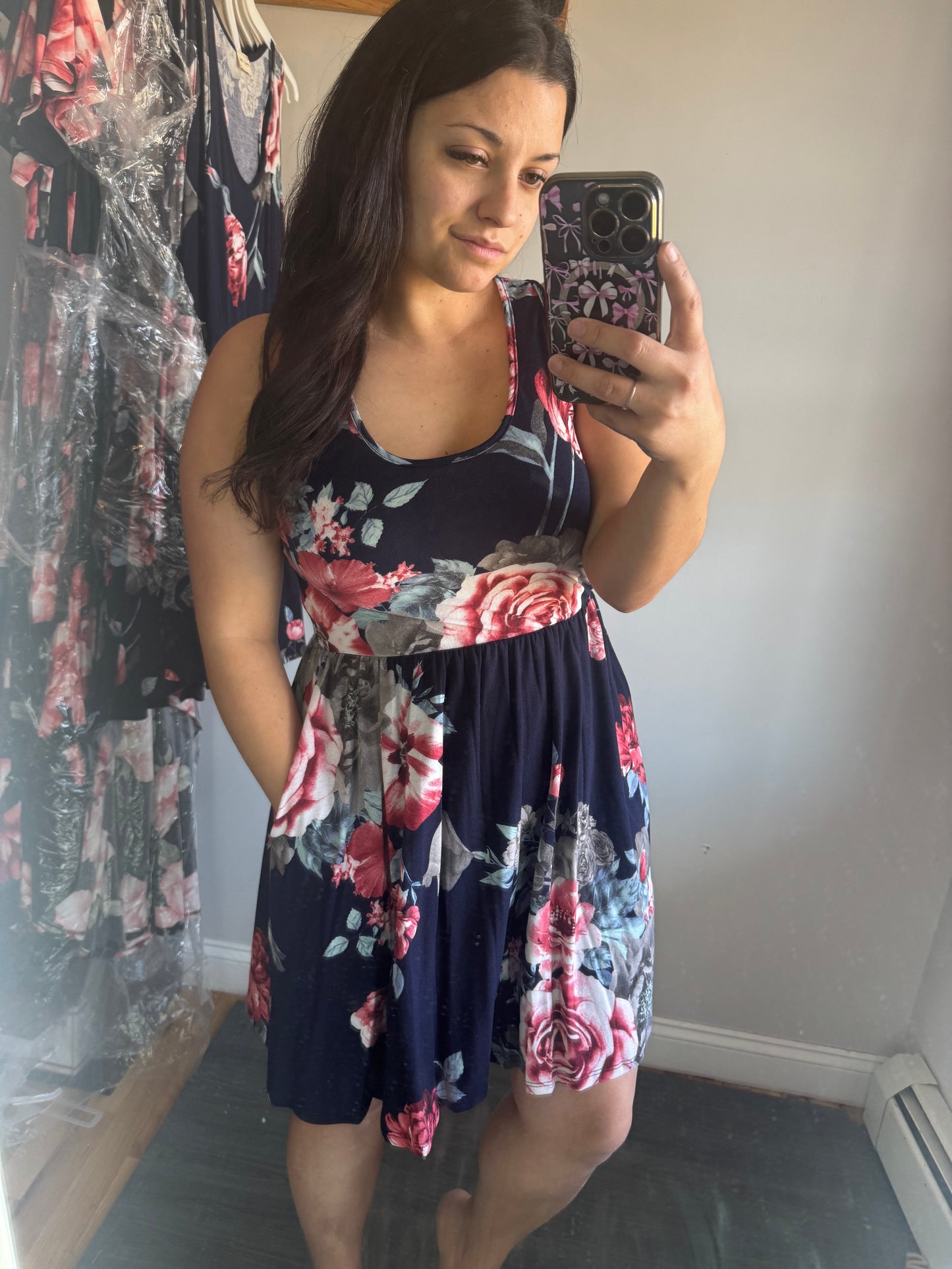 Navy floral dress
