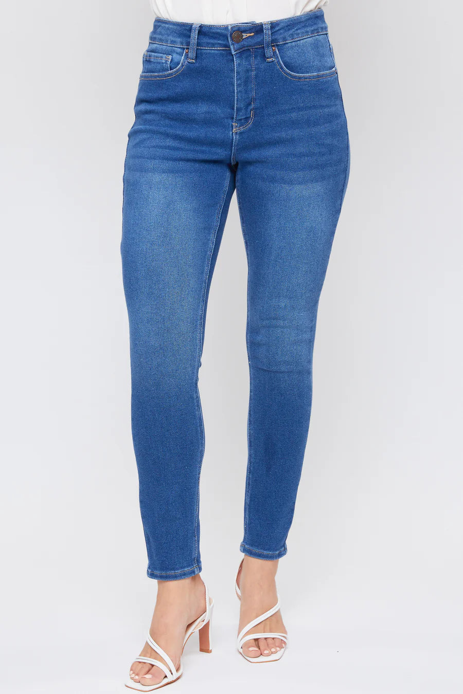 Medium wash non-distressed YMI jeans