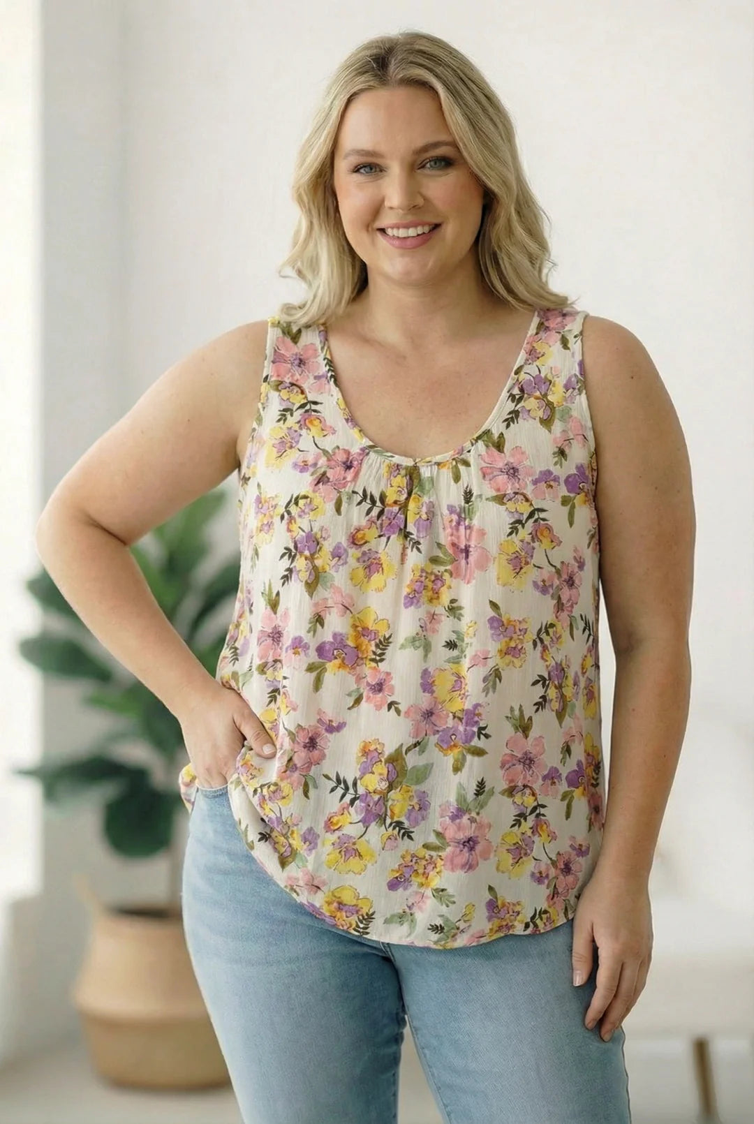 Ivory floral tank