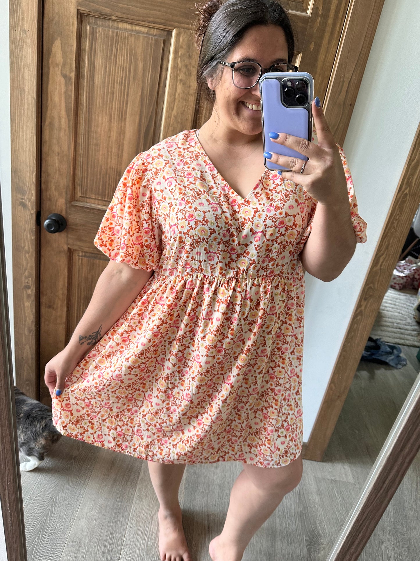 Orange Floral Dress