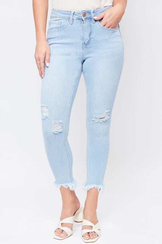Light wash frayed hem YMI jeans