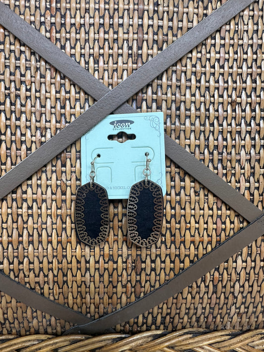 Black Wood & Gold Earring