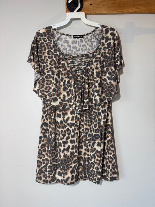 Cheetah drapey cross neck top