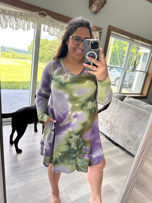 Green & Purple Tie Dye Dress