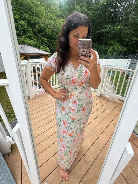 Ivory floral lightweight maxi dress