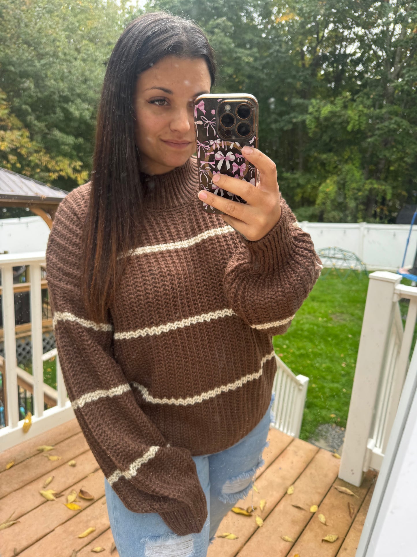 Brown stripe knit sweater