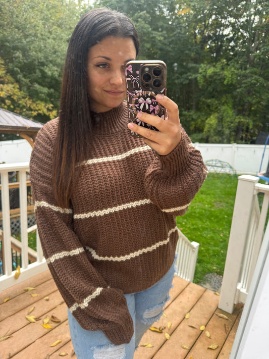 Brown stripe knit sweater