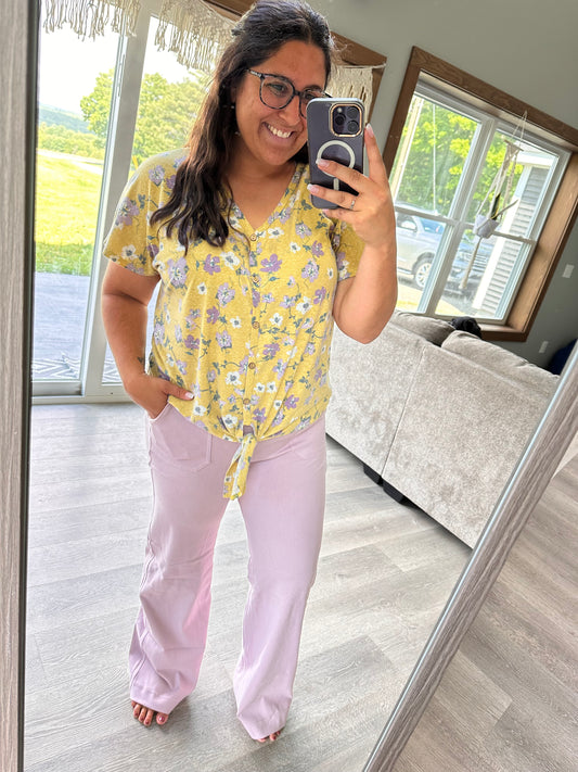 Lilac Wide Leg Pullon Pants