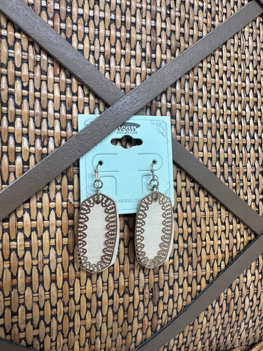 Tan Wood & Gold Earrings