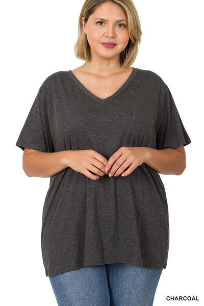 Charcoal Queen Vneck Tee