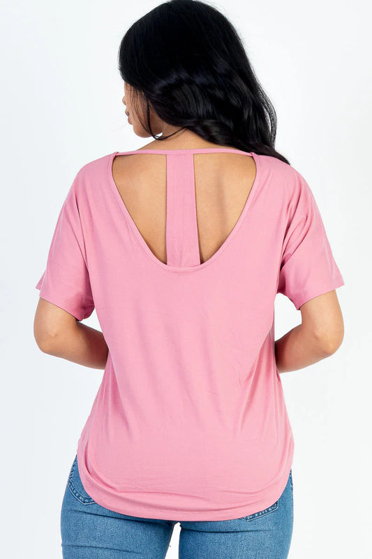 Mauve Buttery Cut out back tee