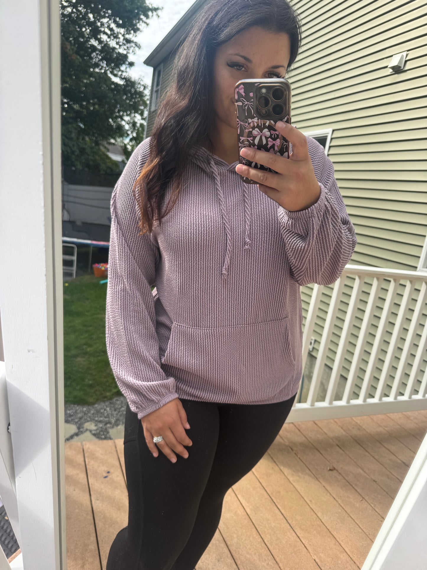 Small mauve ribbed hoodie