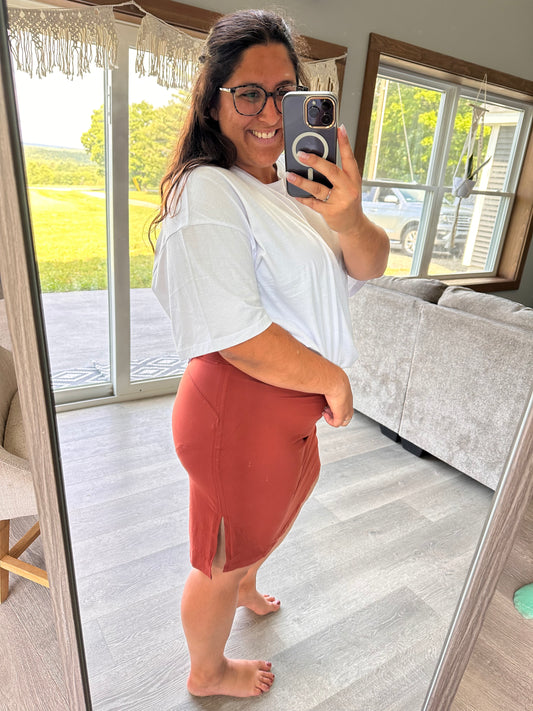 Rust Fitted Skirt