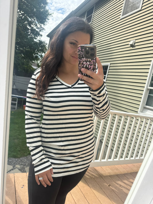 Black and white striped long sleeve