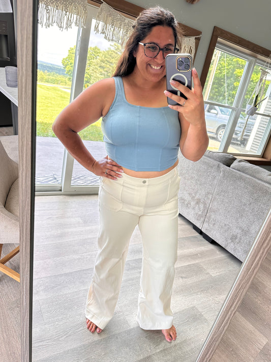 White Pull on Wide Leg Pants