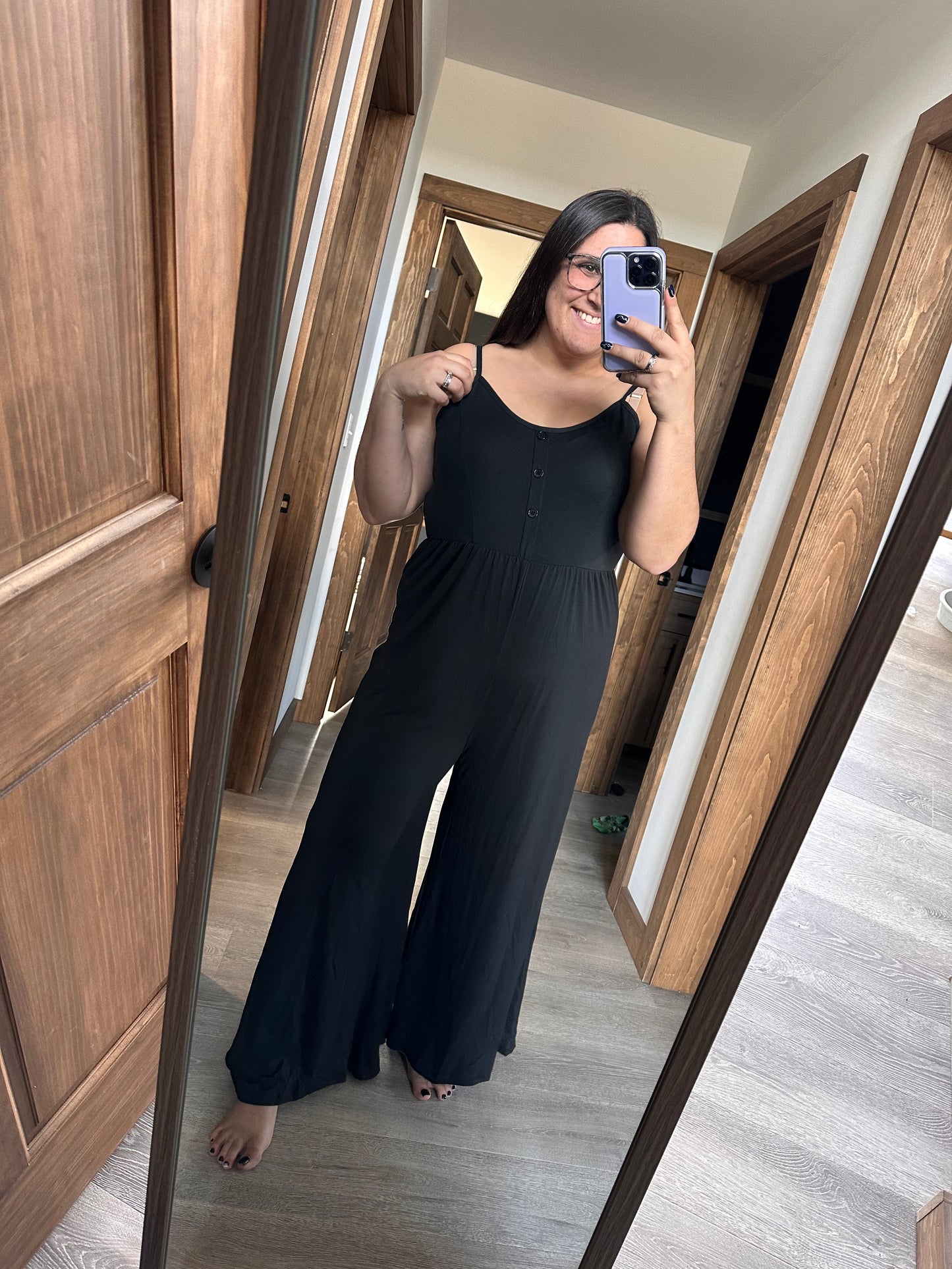 Black Wide Leg Romper