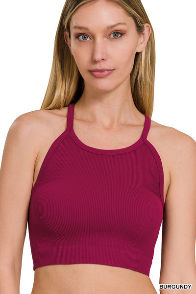 Burgundy cropped ribbed cami