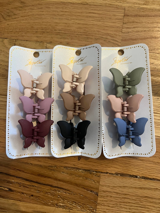 3pk butterfly clips