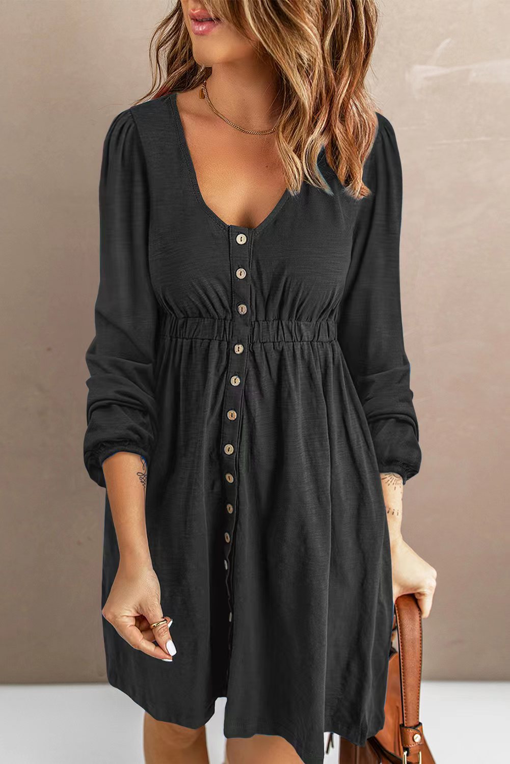 Scoop Neck Empire Waist Long Sleeve Mini Dress Darling Doe Boutique - woman's & childrens Scoop Neck Empire Waist Long Sleeve Mini Dress Darling Doe Boutique - woman's & childrens