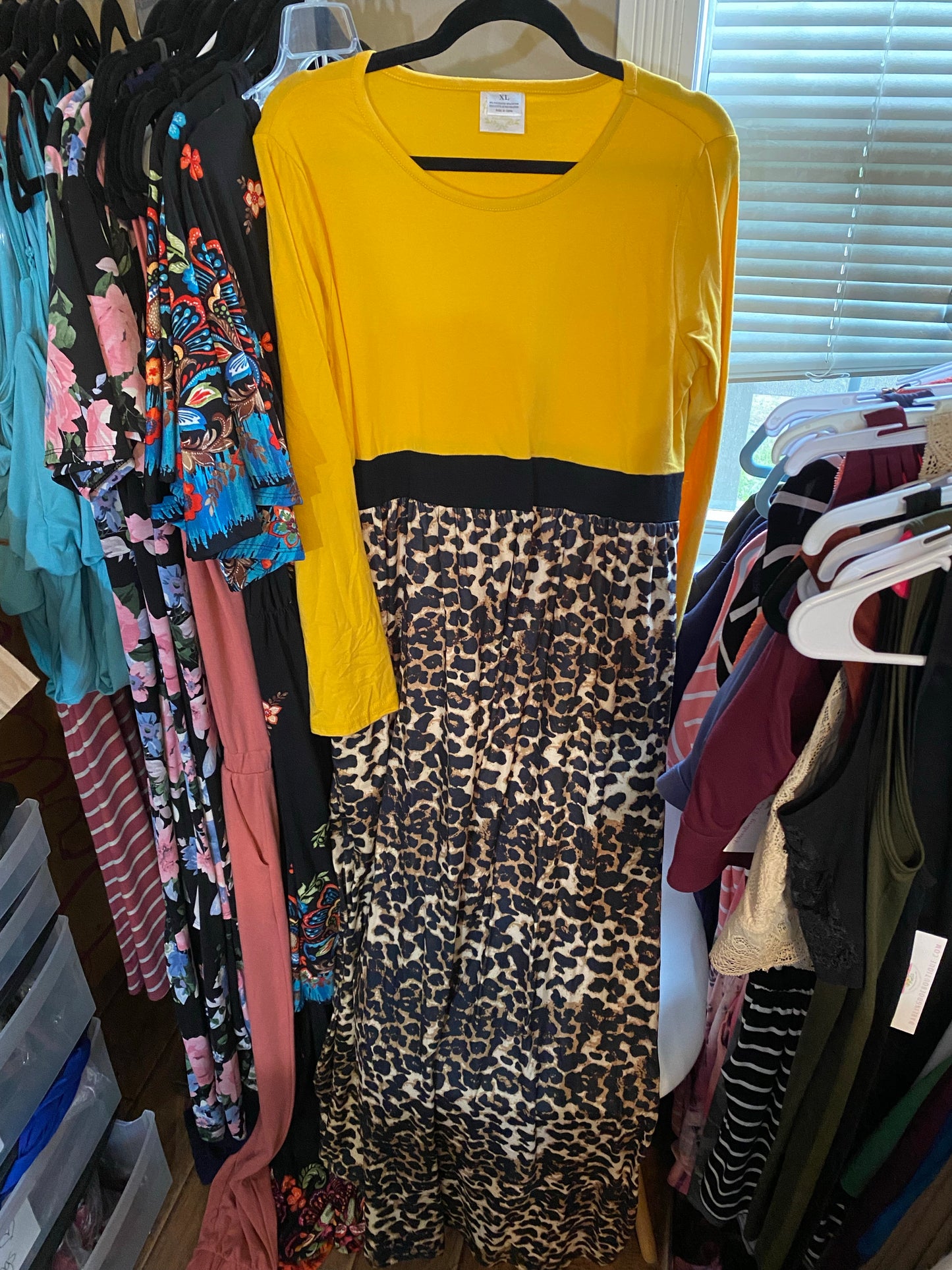 Xl mustard/cheetah maxi
