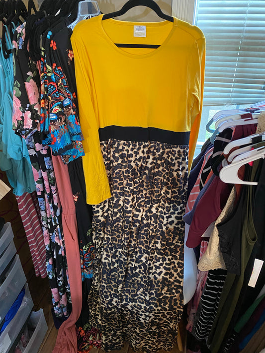 Xl mustard/cheetah maxi