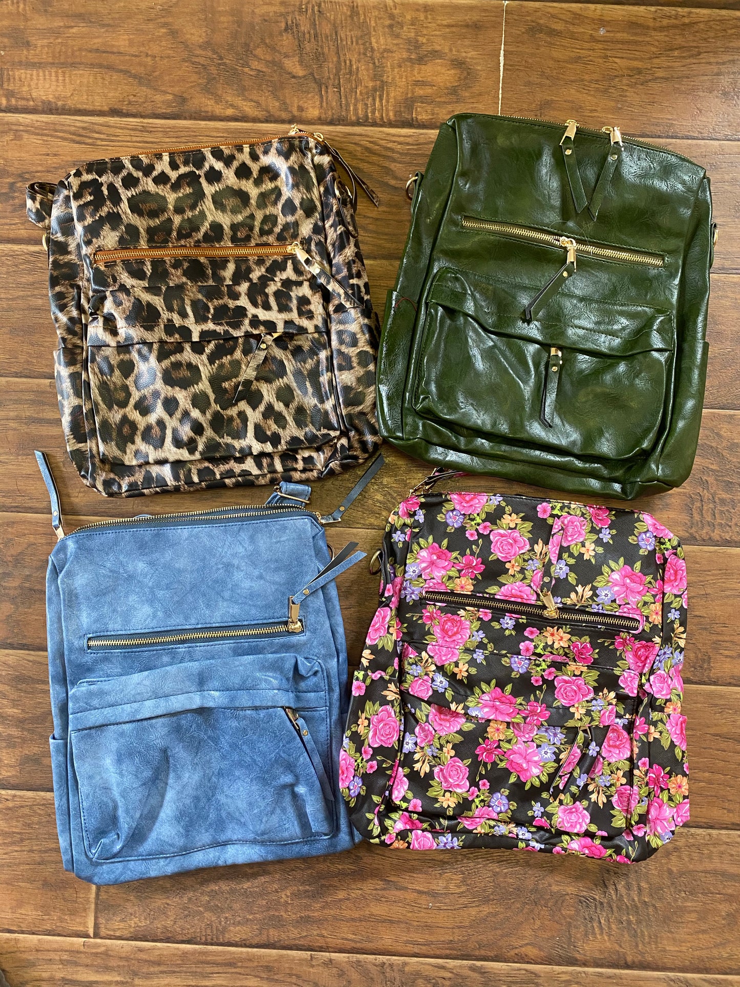 Olive Vegan Leather Back Pack