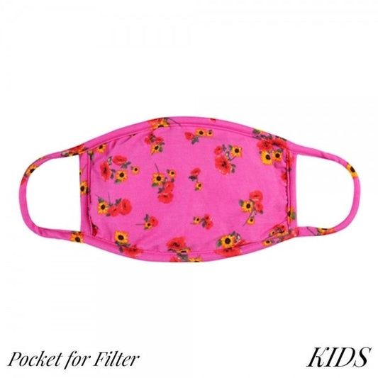 Kids Hot Pink Floral Mask