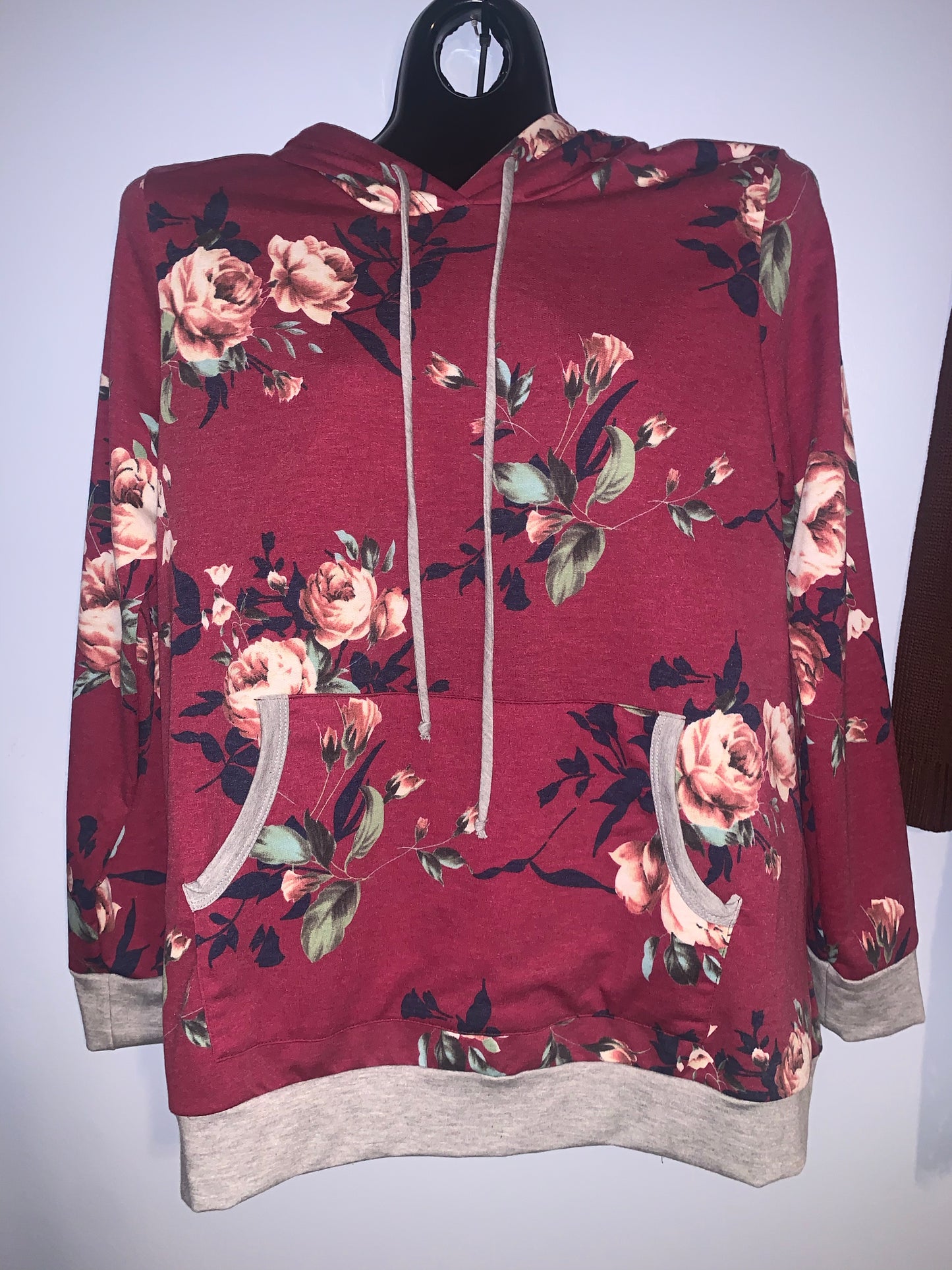 Burgundy floral hoodie