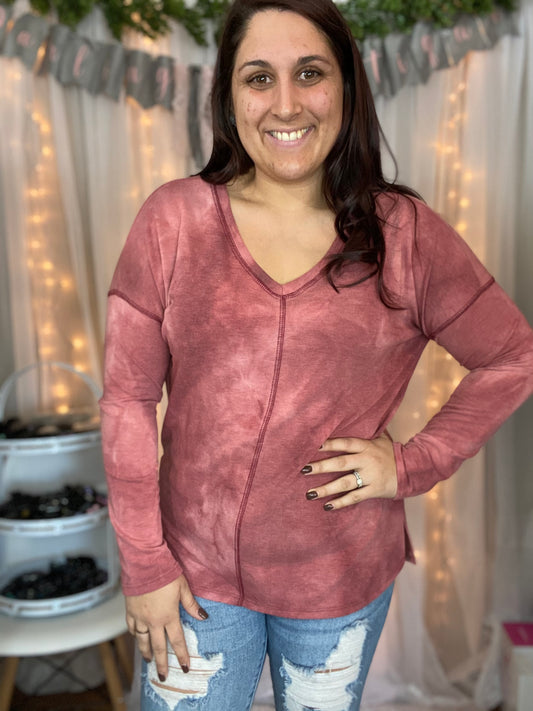 Red tie dye long sleeve
