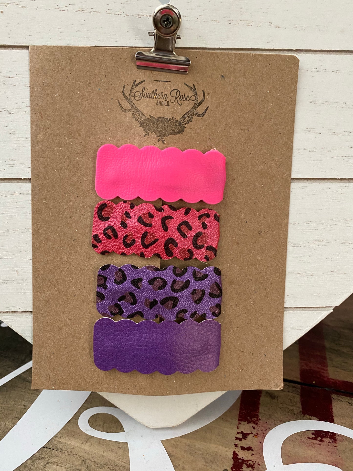 Girls Hair Clips • Pink/purple cheetah