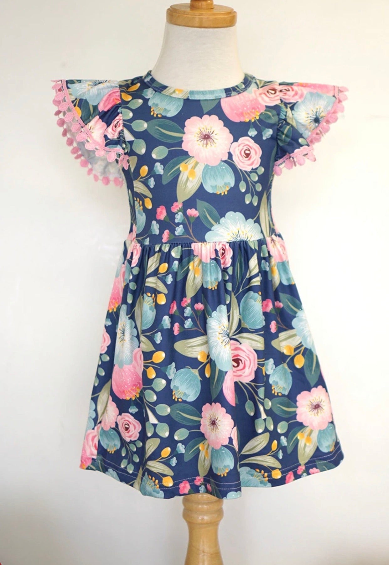 Floral flutter sleeve dress