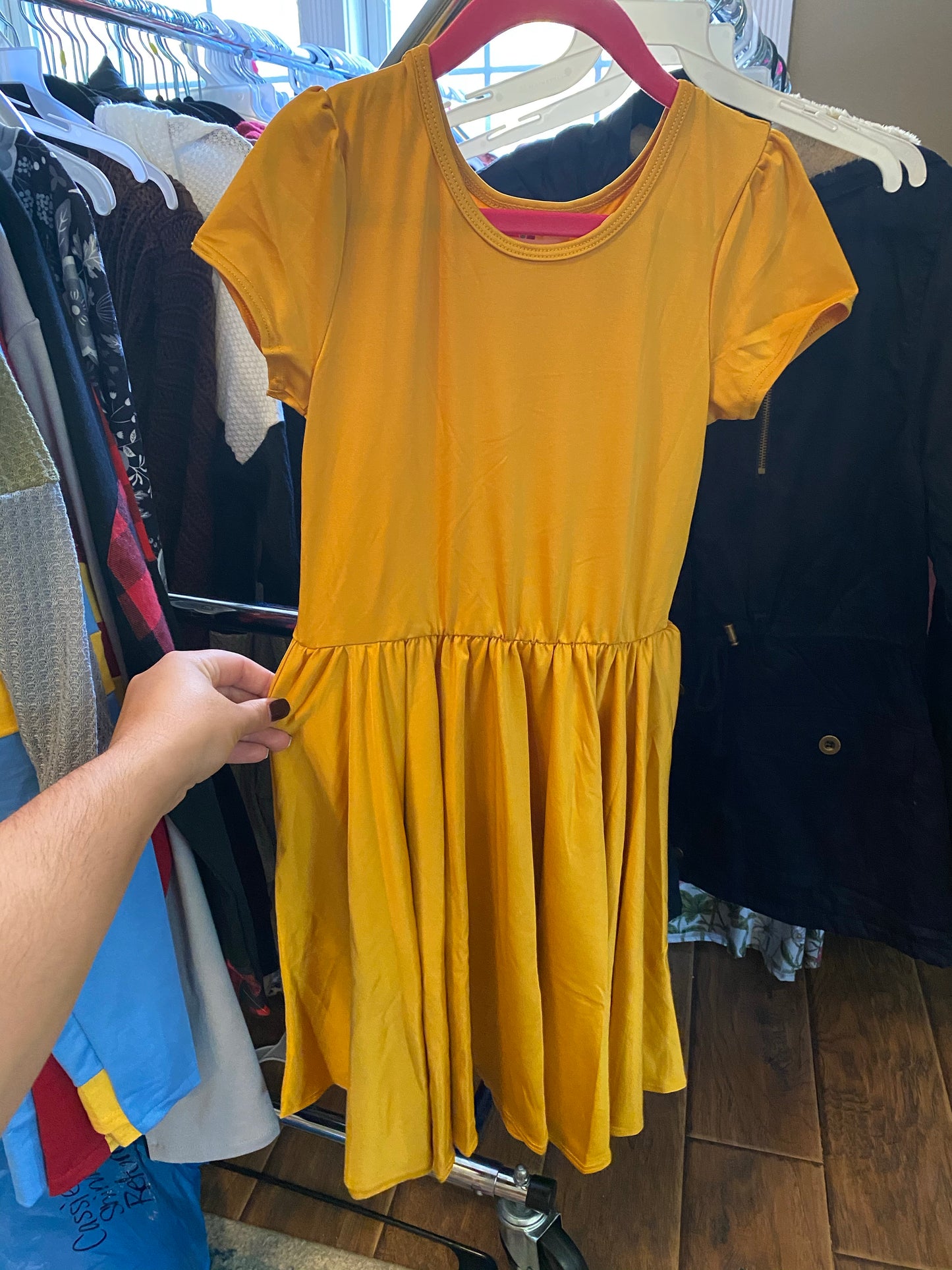 Mustard cap dress