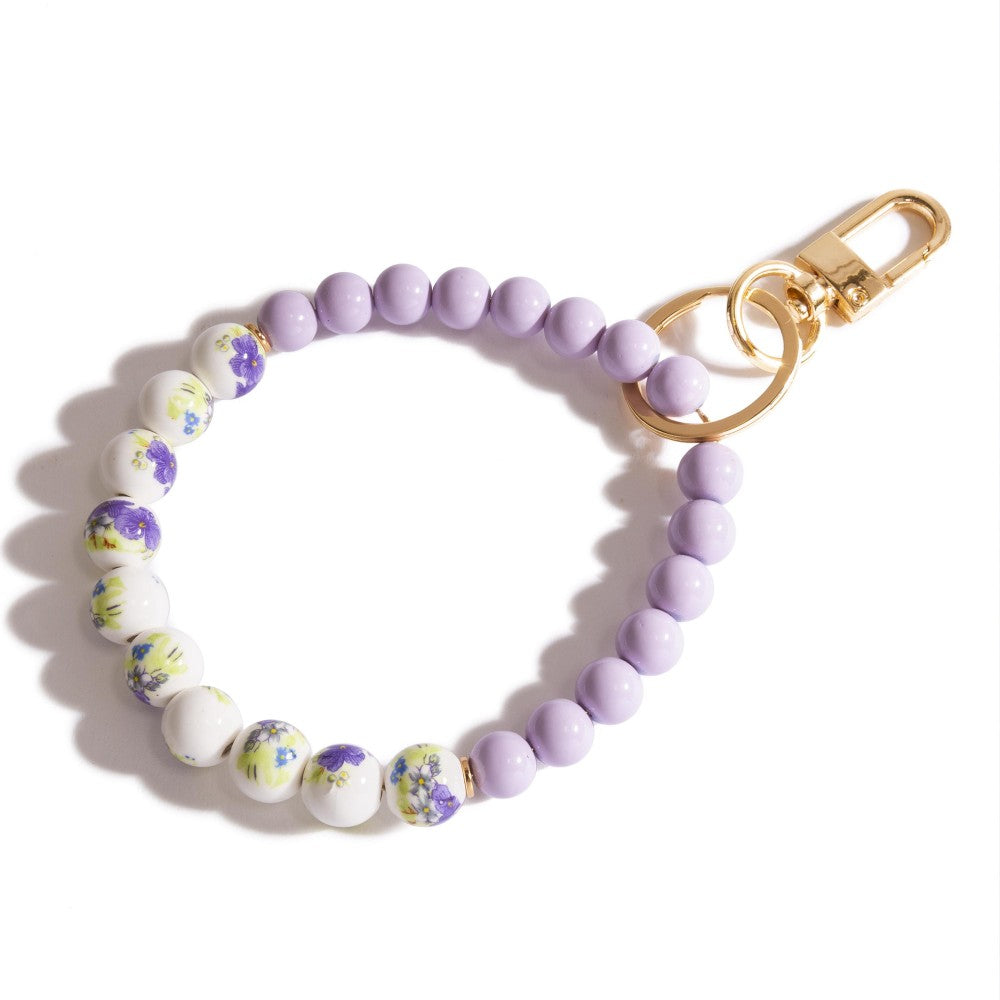Floral Beaded Key Ring Bangle
