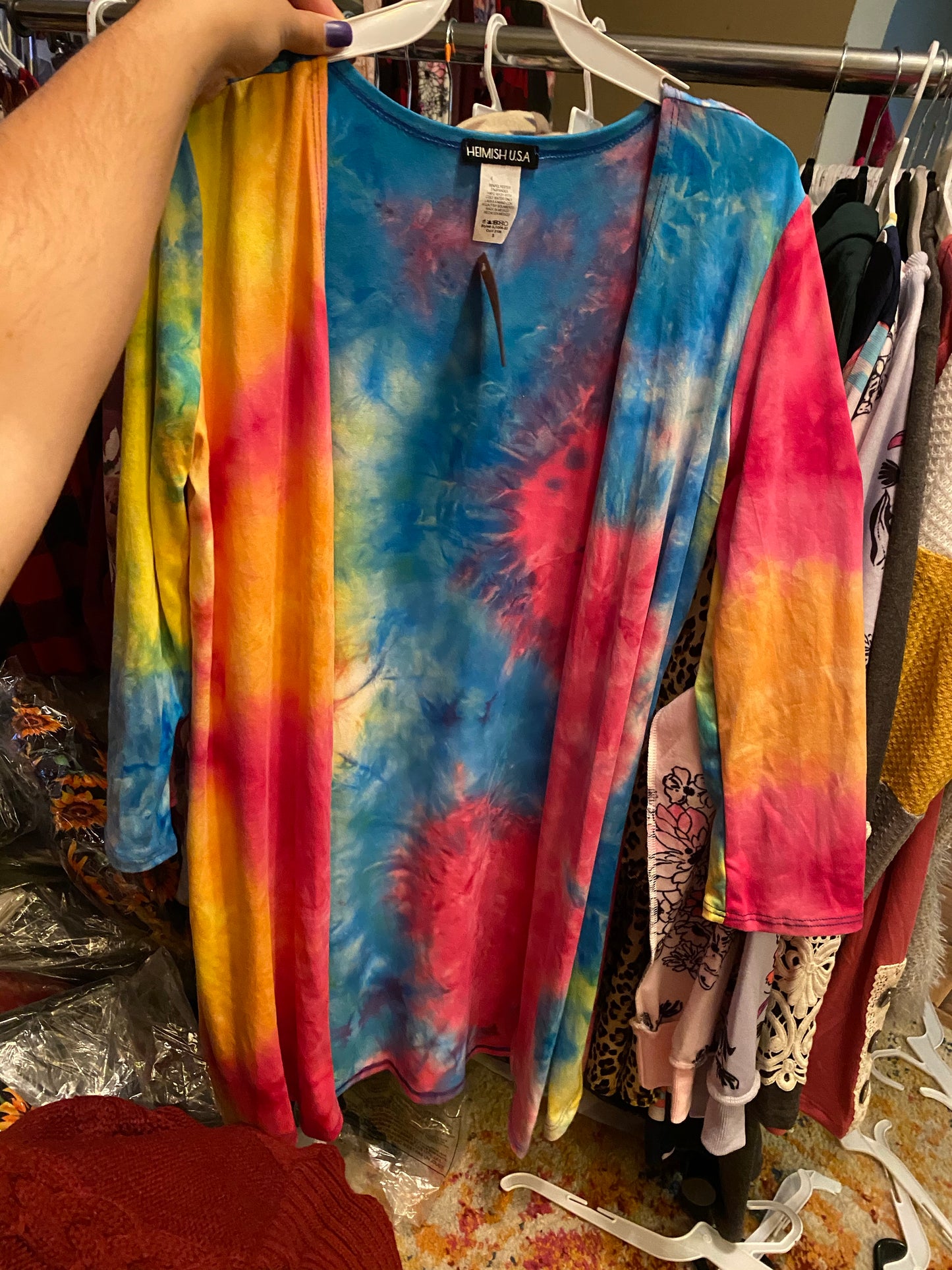 Rainbow tie dye cardigan