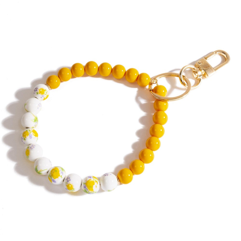 Floral Beaded Key Ring Bangle