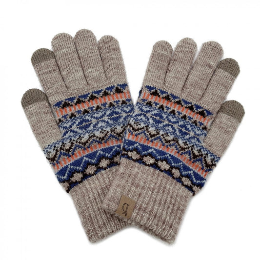 Taupe printed glove