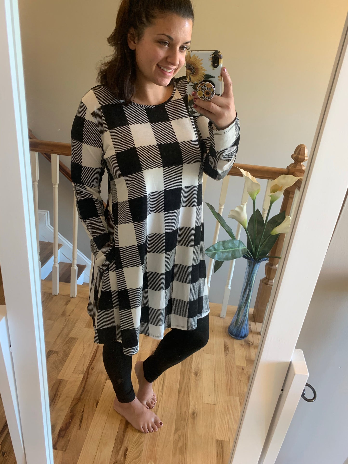 Ivory buffalo plaid dress
