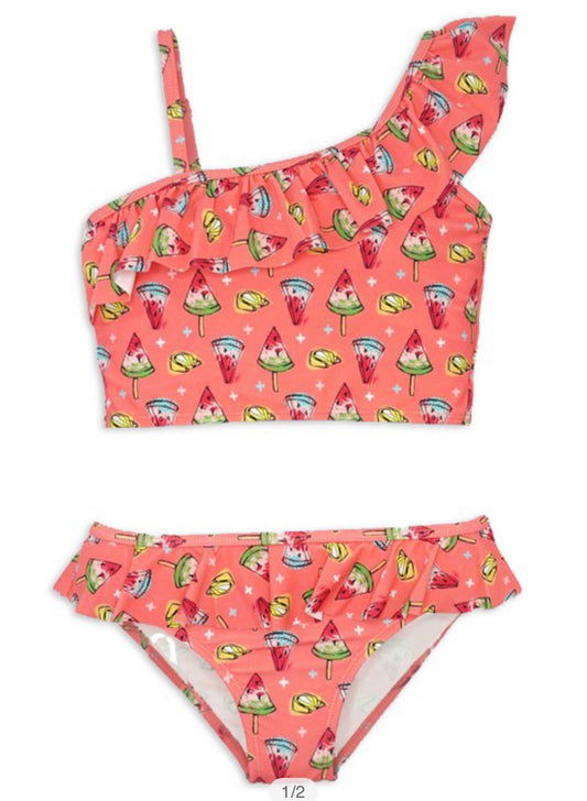 Girls Orange Watermelon Swim