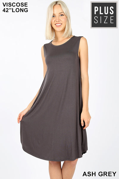 Ash grey tank dress with pockets