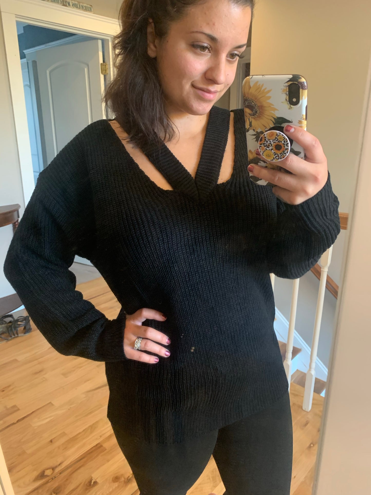 Black v neck sweater