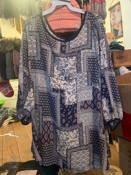 Navy patchwork top